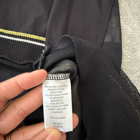 Stella Carakasi Mixed Media Mesh Kint Tunic Sweater Black Size S Lagenlook - Picture 8 of 9